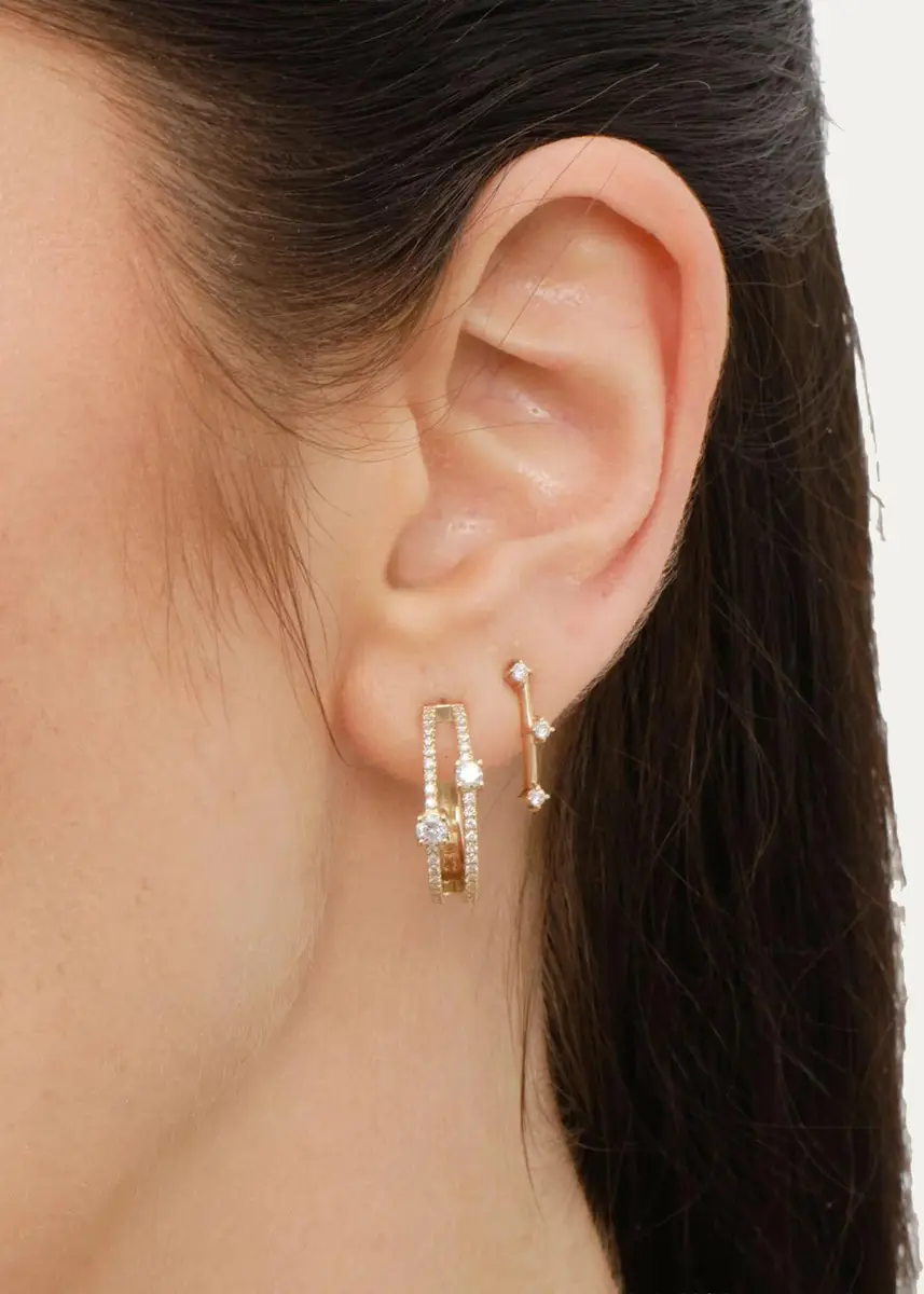 Lana 14K Double-Row Diamond Small Hoop Earrings, 18.5mm | Thumbnail 2 Lana 14K Double-Row Diamond Small Hoop Earrings, 18.5mm | Thumbnail 2