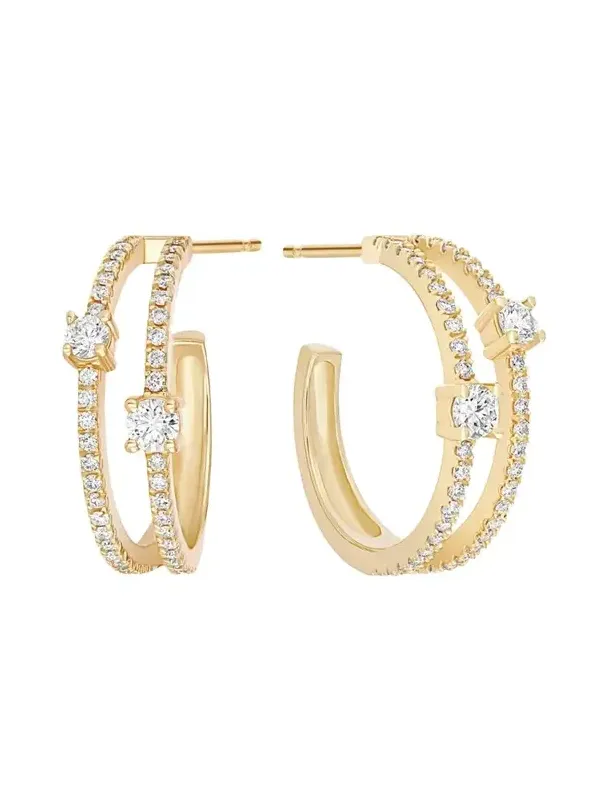 Lana 14K Double-Row Diamond Small Hoop Earrings, 18.5mm | Thumbnail 1 Lana 14K Double-Row Diamond Small Hoop Earrings, 18.5mm | Thumbnail 1
