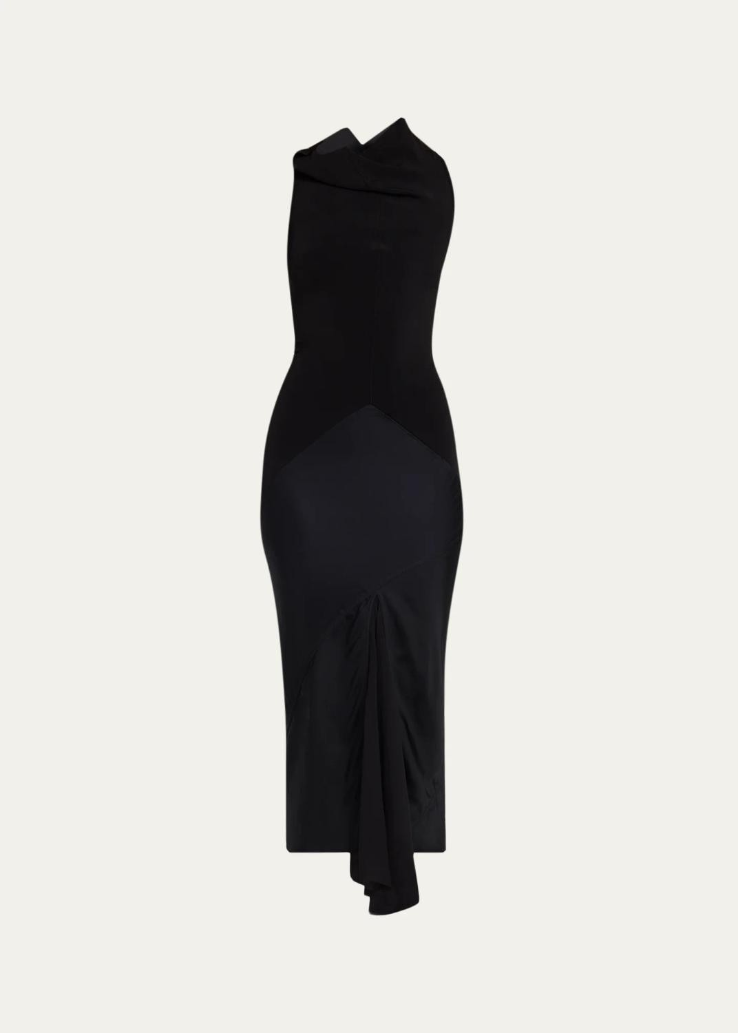 Sliced Mixed-Media Sleeveless Midi Dress Sliced Mixed-Media Sleeveless Midi Dress