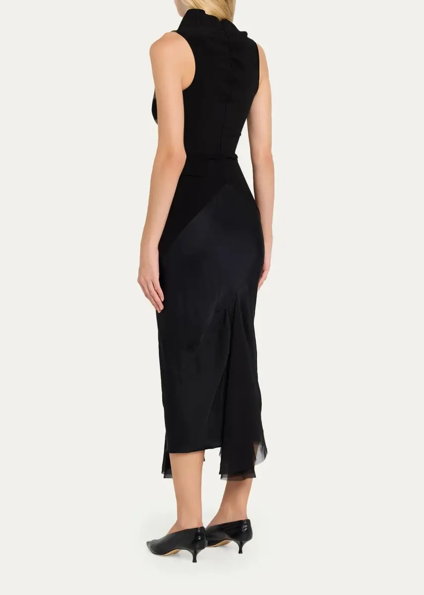Rick Owens Sliced Mixed-Media Sleeveless Midi Dress | Thumbnail 3 Rick Owens Sliced Mixed-Media Sleeveless Midi Dress | Thumbnail 3