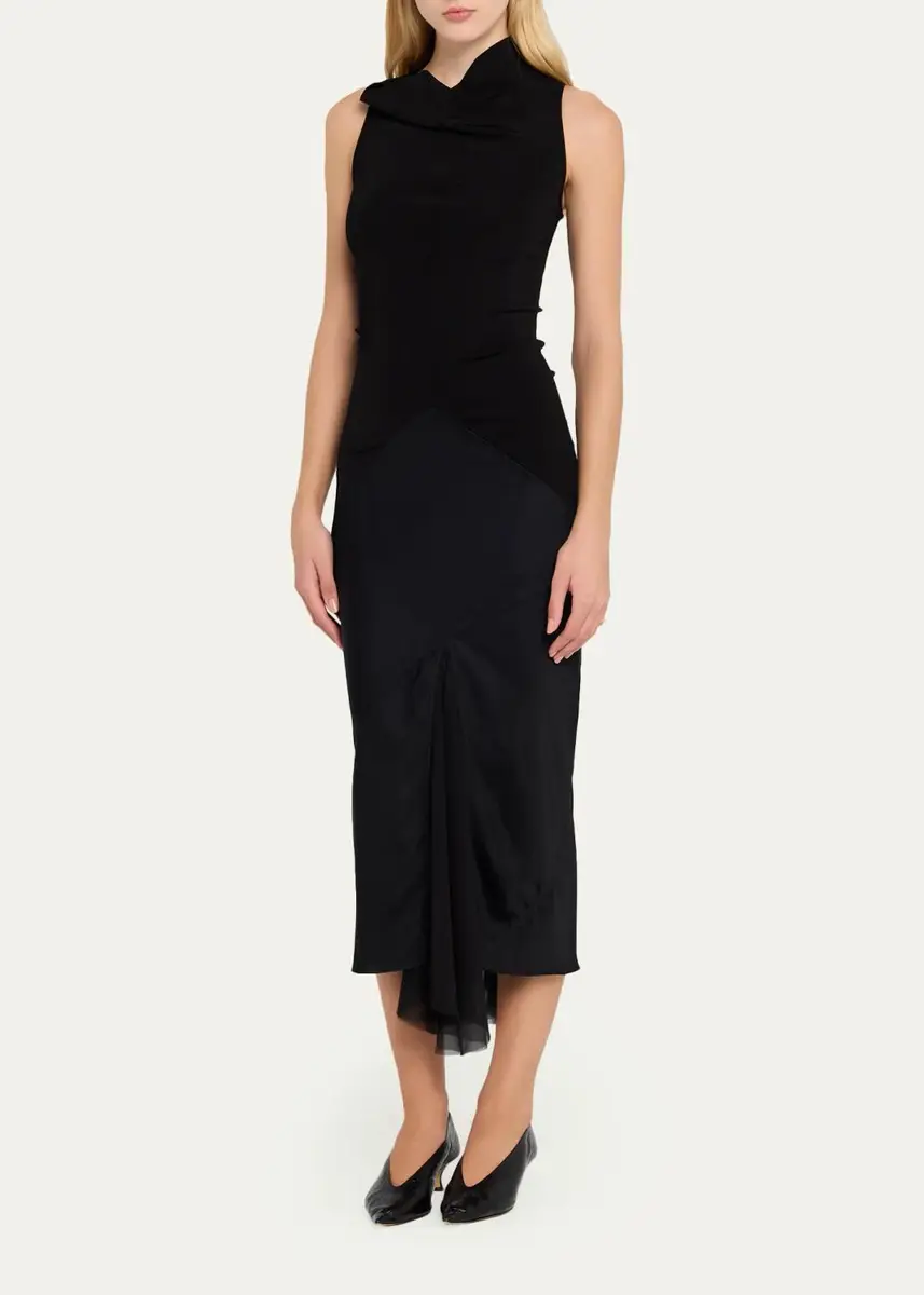 Rick Owens Sliced Mixed-Media Sleeveless Midi Dress | Thumbnail 4 Rick Owens Sliced Mixed-Media Sleeveless Midi Dress | Thumbnail 4