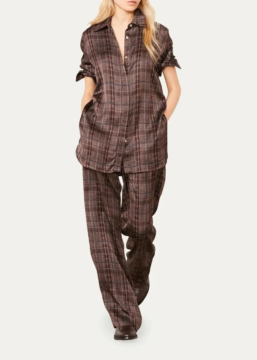 OFFICINE GÉNÉRALE Loose Plaid-Print Viscose Shirt | Thumbnail 2 OFFICINE GÉNÉRALE Loose Plaid-Print Viscose Shirt | Thumbnail 2