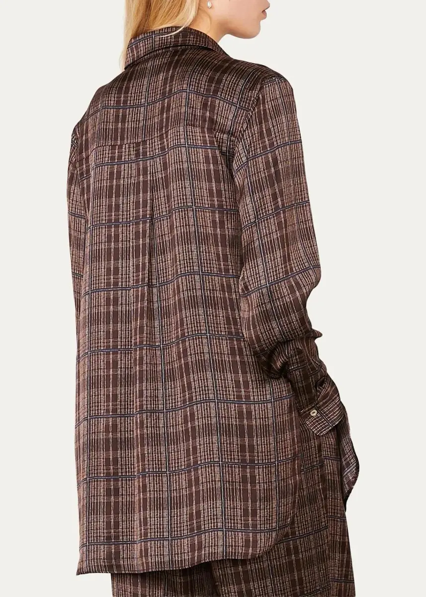 OFFICINE GÉNÉRALE Loose Plaid-Print Viscose Shirt | Thumbnail 3 OFFICINE GÉNÉRALE Loose Plaid-Print Viscose Shirt | Thumbnail 3