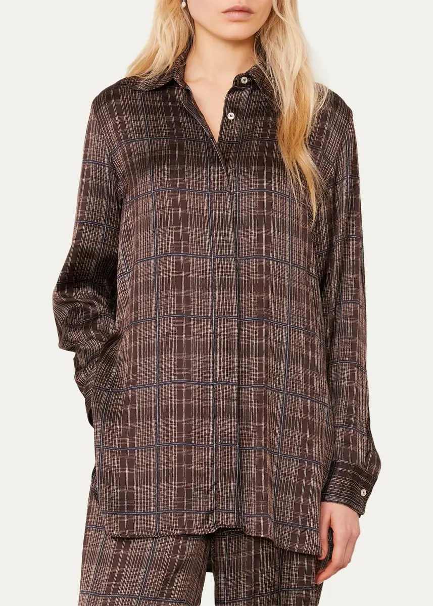 OFFICINE GÉNÉRALE Loose Plaid-Print Viscose Shirt | Thumbnail 4 OFFICINE GÉNÉRALE Loose Plaid-Print Viscose Shirt | Thumbnail 4