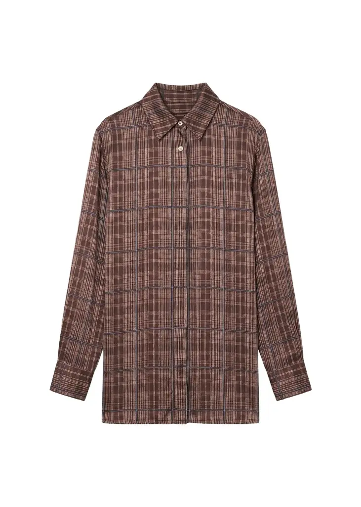 OFFICINE GÉNÉRALE Loose Plaid-Print Viscose Shirt