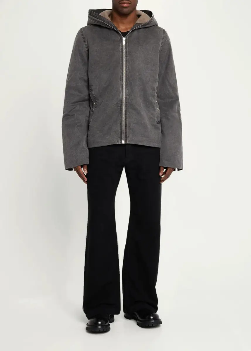 DRKSHDW RICK OWENS Men's Washed Cotton Hooded Full-Zip Jacket | Thumbnail 2