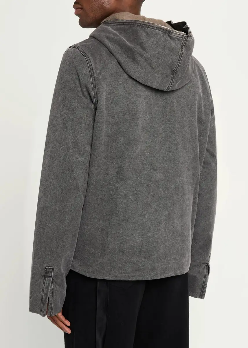 DRKSHDW RICK OWENS Men's Washed Cotton Hooded Full-Zip Jacket | Thumbnail 3
