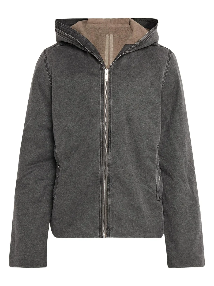 DRKSHDW RICK OWENS Men's Washed Cotton Hooded Full-Zip Jacket