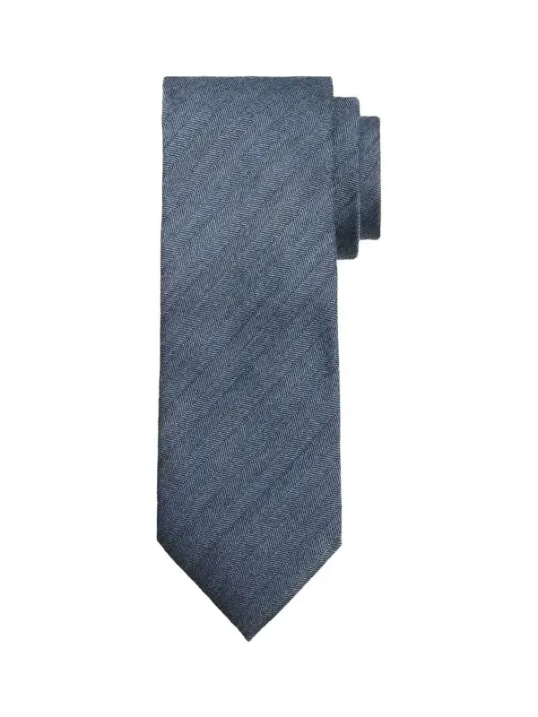 Zegna Men's Micro-Herringbone Wool and Silk Tie