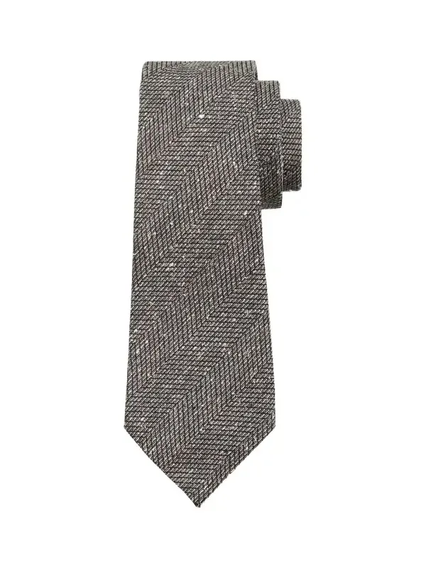 Zegna Men's Melange Maxi-Herringbone Silk Tie