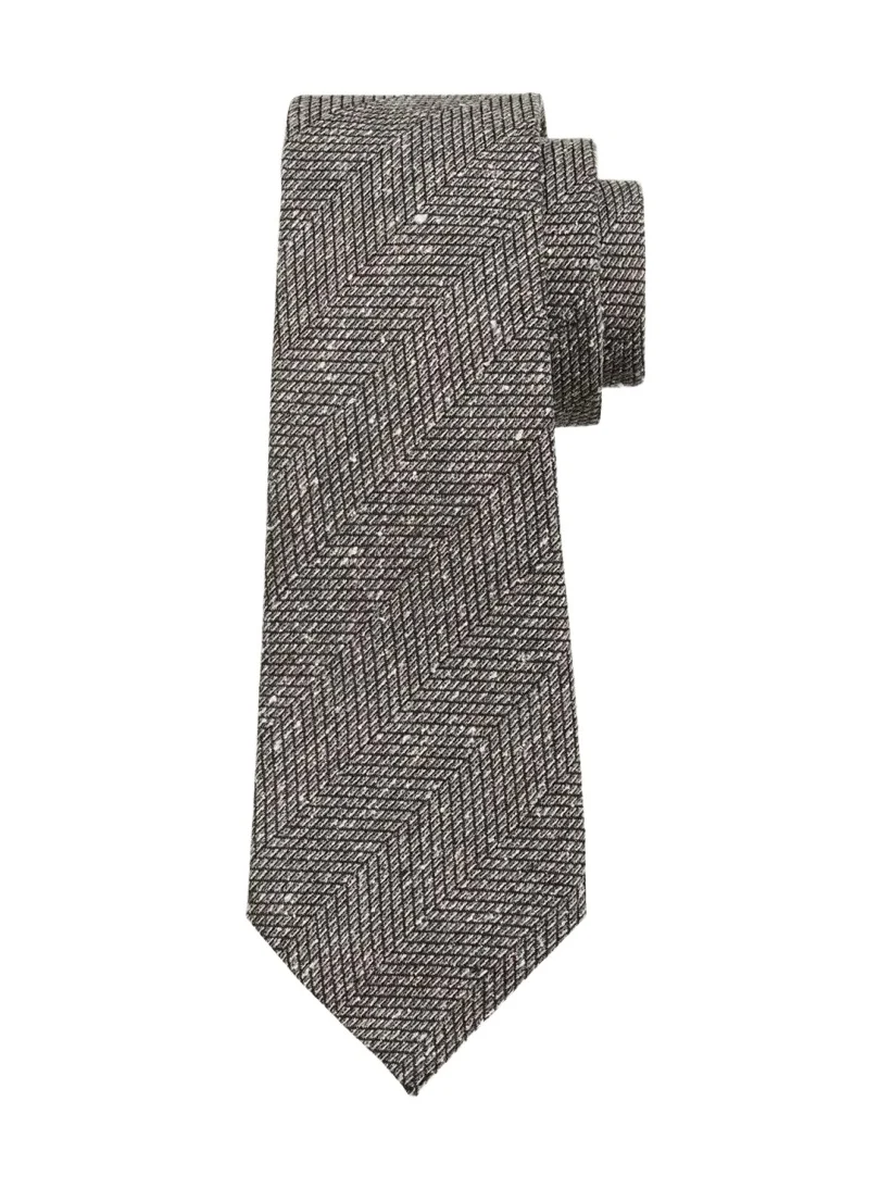 Zegna Men's Melange Maxi-Herringbone Silk Tie