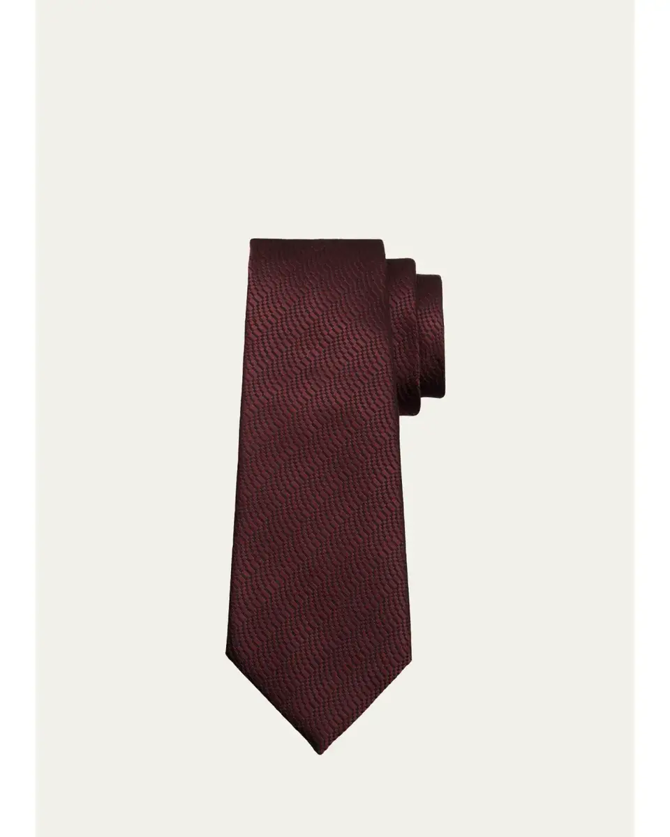 Zegna Men's Overlapping Jacquard Silk Tie | Thumbnail 2 Zegna Men's Overlapping Jacquard Silk Tie | Thumbnail 2