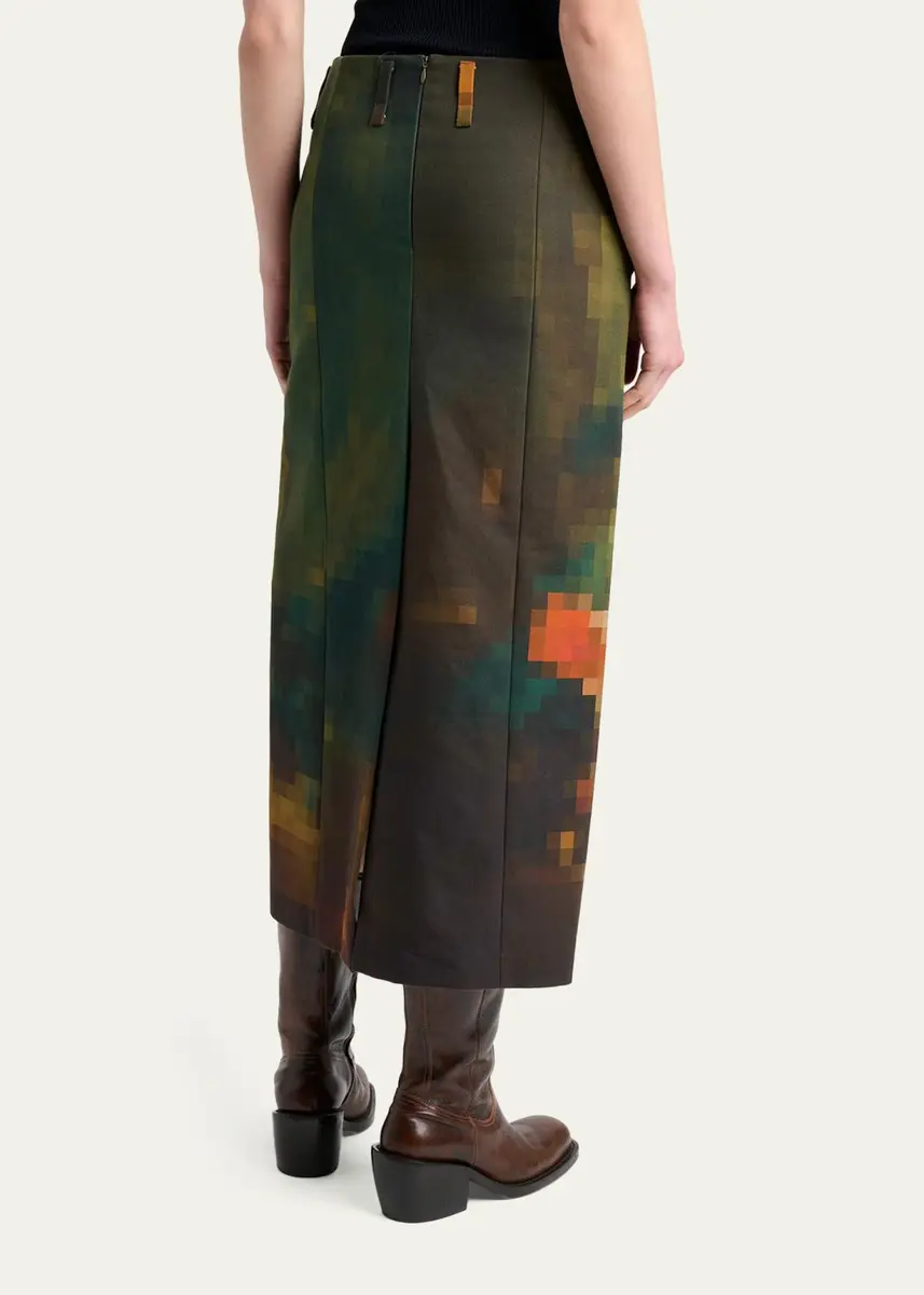 Dries Van Noten Sentista Pixel Print Midi Skirt | Thumbnail 3 Dries Van Noten Sentista Pixel Print Midi Skirt | Thumbnail 3