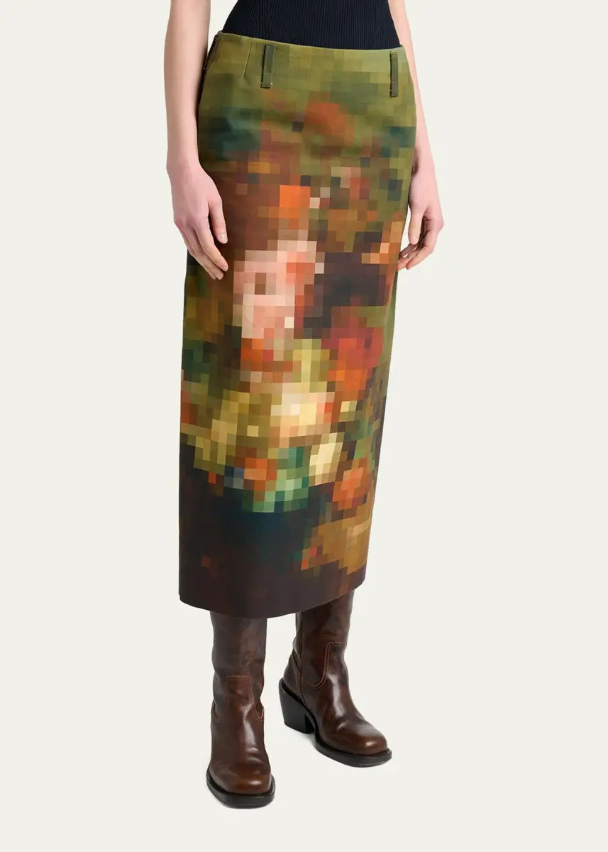 Dries Van Noten Sentista Pixel Print Midi Skirt | Thumbnail 4 Dries Van Noten Sentista Pixel Print Midi Skirt | Thumbnail 4