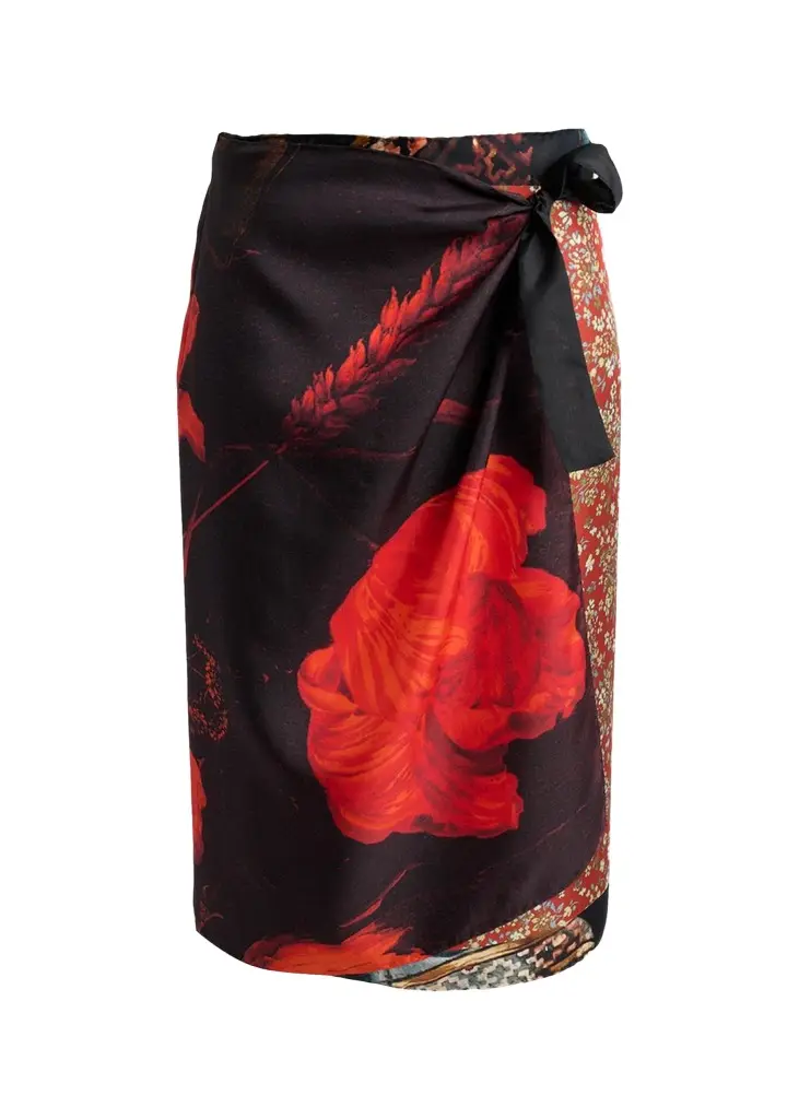 Scarfy Multi-Print Wrap Midi Skirt Scarfy Multi-Print Wrap Midi Skirt