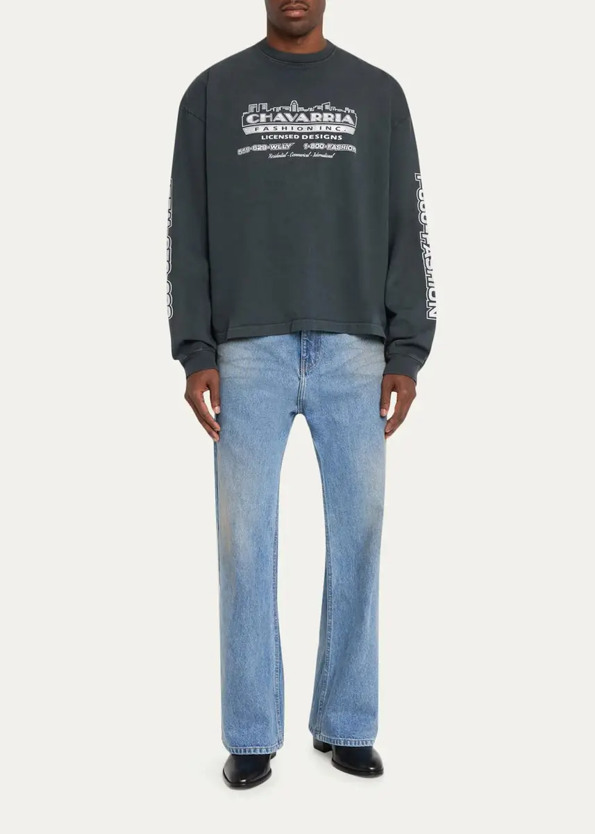 Willy Chavarria Men's Chavarria Fashion Inc. Cotton Long-Sleeve T-Shirt | Thumbnail 2