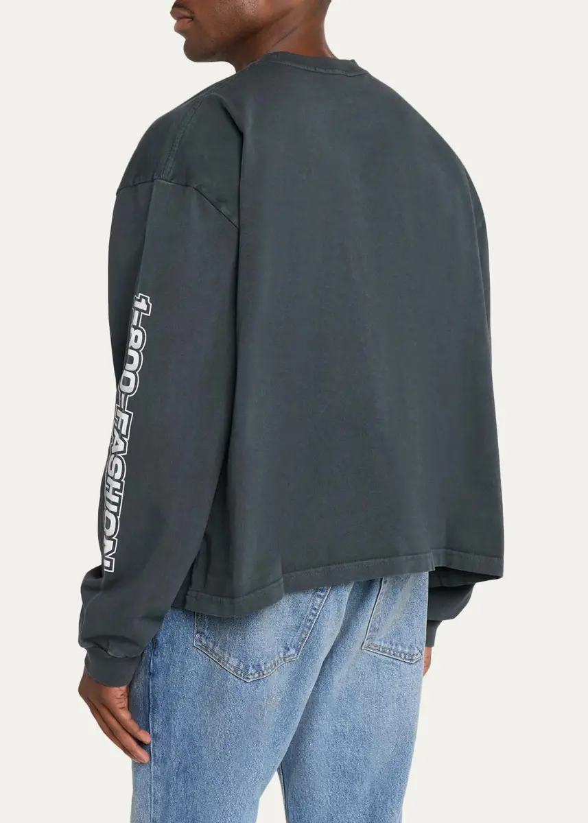 Willy Chavarria Men's Chavarria Fashion Inc. Cotton Long-Sleeve T-Shirt | Thumbnail 3