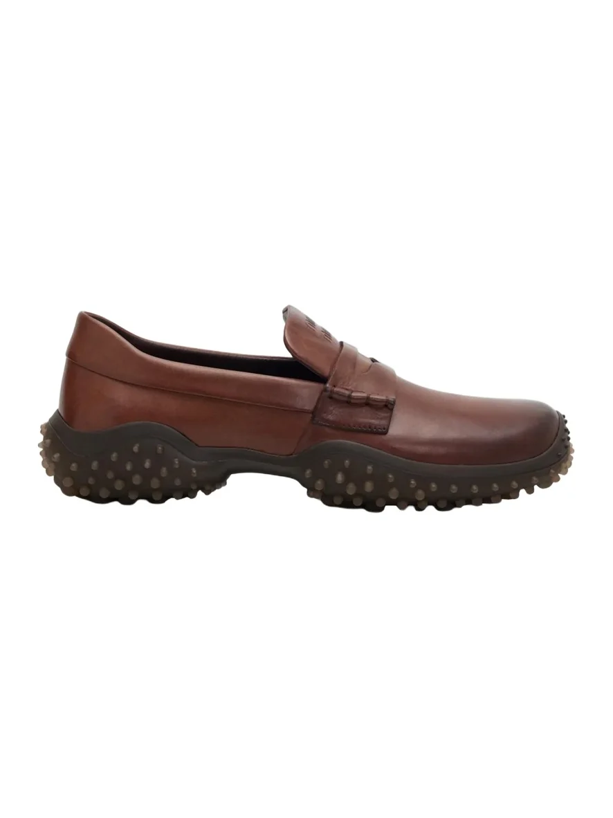Bubble Leather Penny Loafers