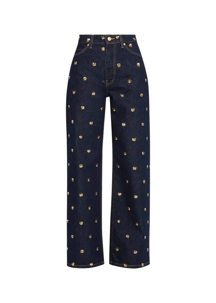 The Willow Embellished Wide-Leg Jeans The Willow Embellished Wide-Leg Jeans