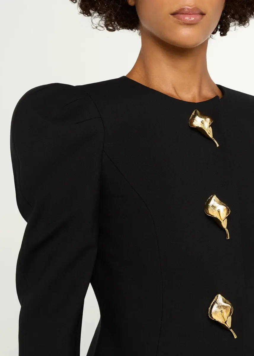 Carolina Herrera Puff-Sleeve Calla Lily Single-Breasted Fitted Jacket | Thumbnail 5 Carolina Herrera Puff-Sleeve Calla Lily Single-Breasted Fitted Jacket | Thumbnail 5