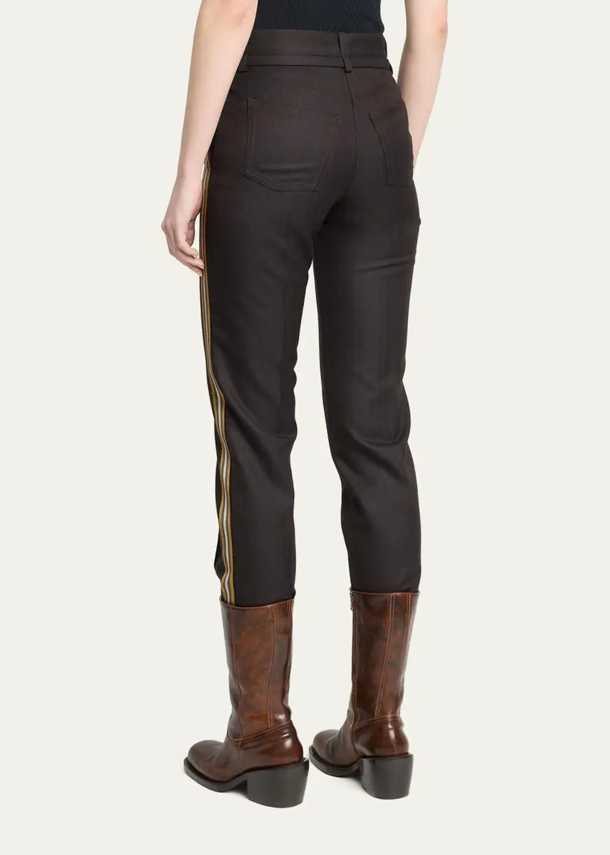 Dries Van Noten Side-Stripe Herringbone Wool Straight-Leg Pants With Belt | Thumbnail 3 Dries Van Noten Side-Stripe Herringbone Wool Straight-Leg Pants With Belt | Thumbnail 3