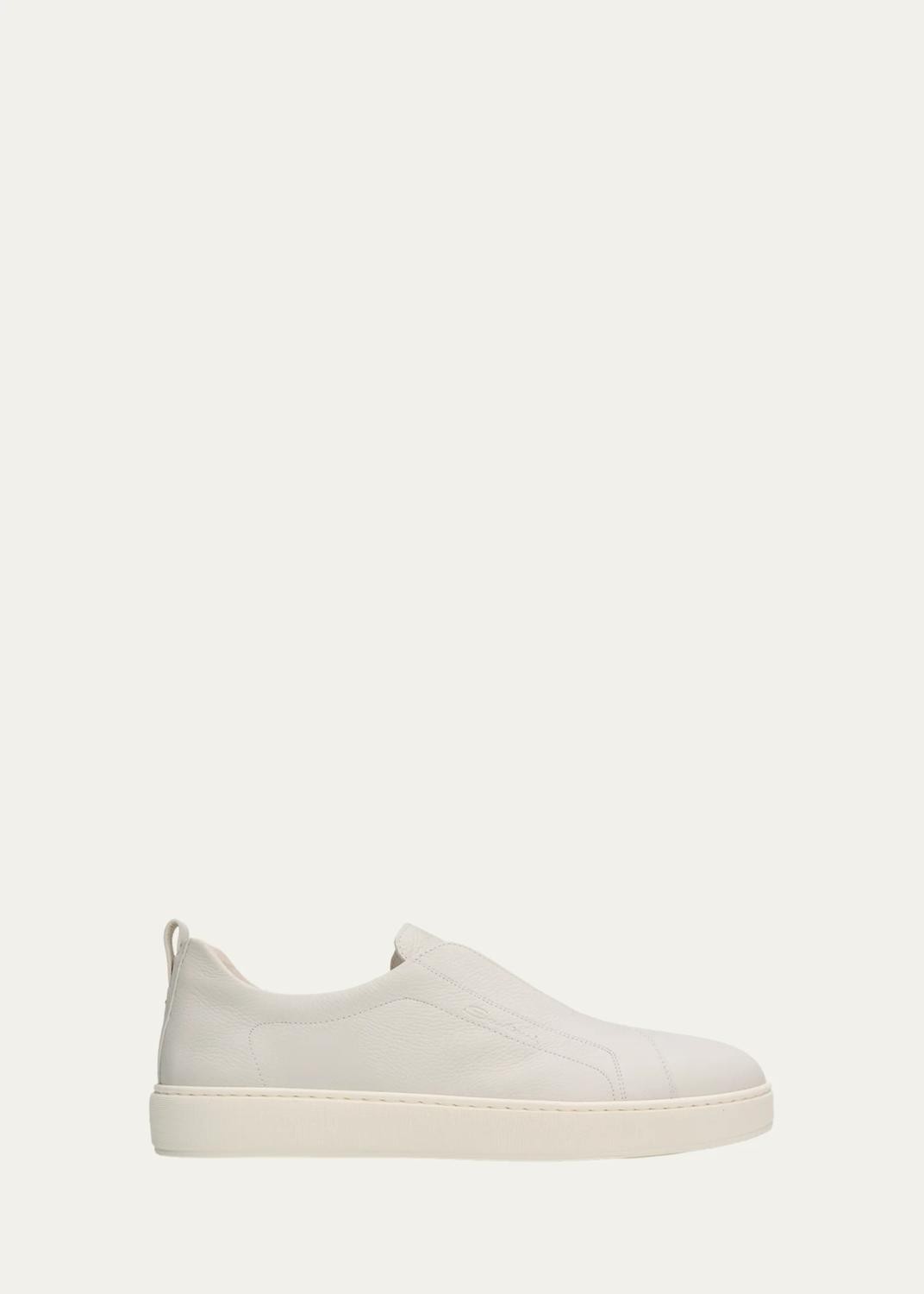 Santoni Men's Victory Deerskin Slip-On Sneakers