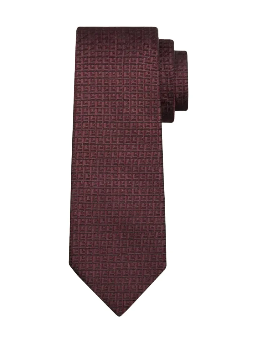 Men's Geometric Grid Check Silk Tie