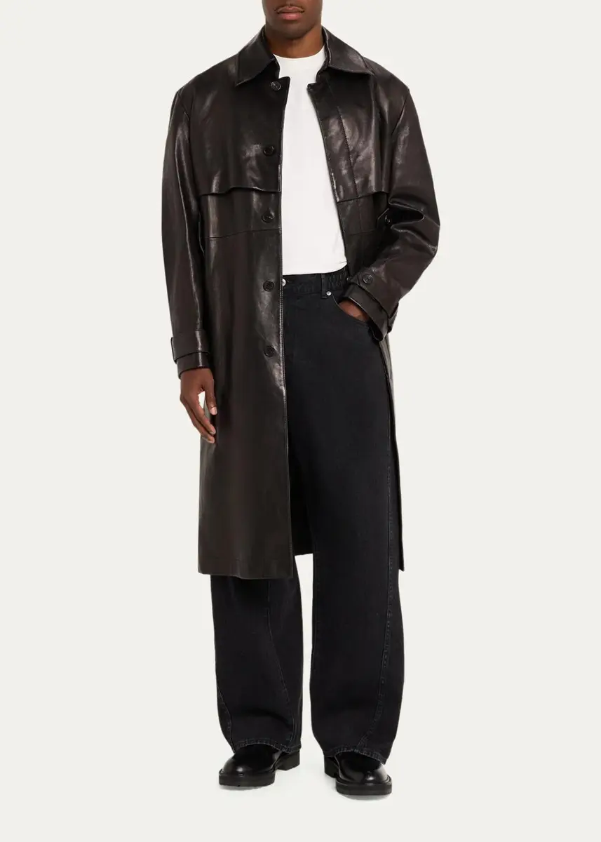 PUBLIC SCHOOL NEW YORK Men's Leather Belted Trench Coat | Thumbnail 4 PUBLIC SCHOOL NEW YORK Men's Leather Belted Trench Coat | Thumbnail 4