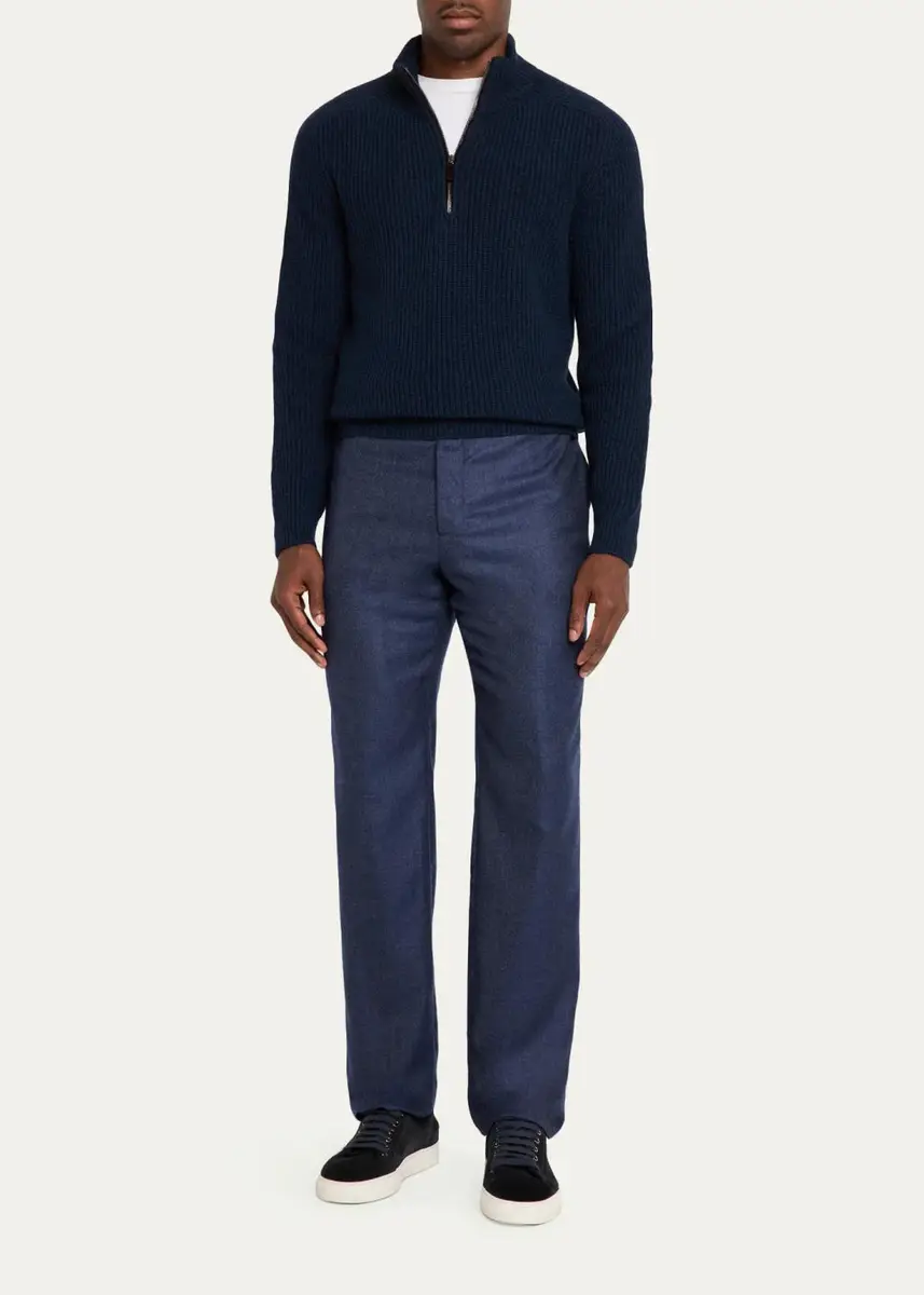 Iris Von Arnim Men's Cashmere Melange Half-Zip Sweater | Thumbnail 2 Iris Von Arnim Men's Cashmere Melange Half-Zip Sweater | Thumbnail 2
