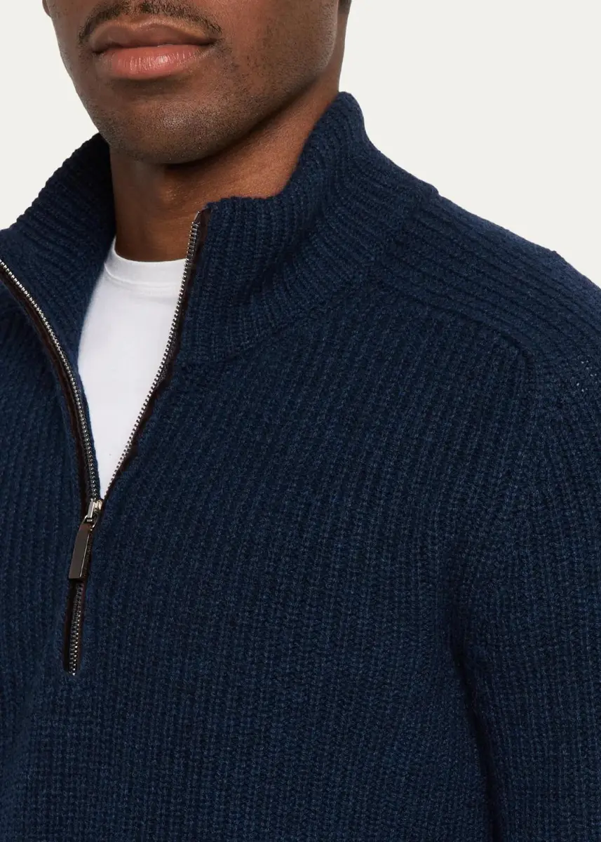 Iris Von Arnim Men's Cashmere Melange Half-Zip Sweater | Thumbnail 5 Iris Von Arnim Men's Cashmere Melange Half-Zip Sweater | Thumbnail 5
