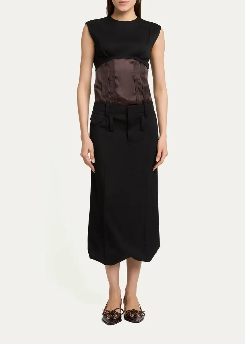 Marni Mixed-Media Sleeveless Midi Dress | Thumbnail 2 Marni Mixed-Media Sleeveless Midi Dress | Thumbnail 2