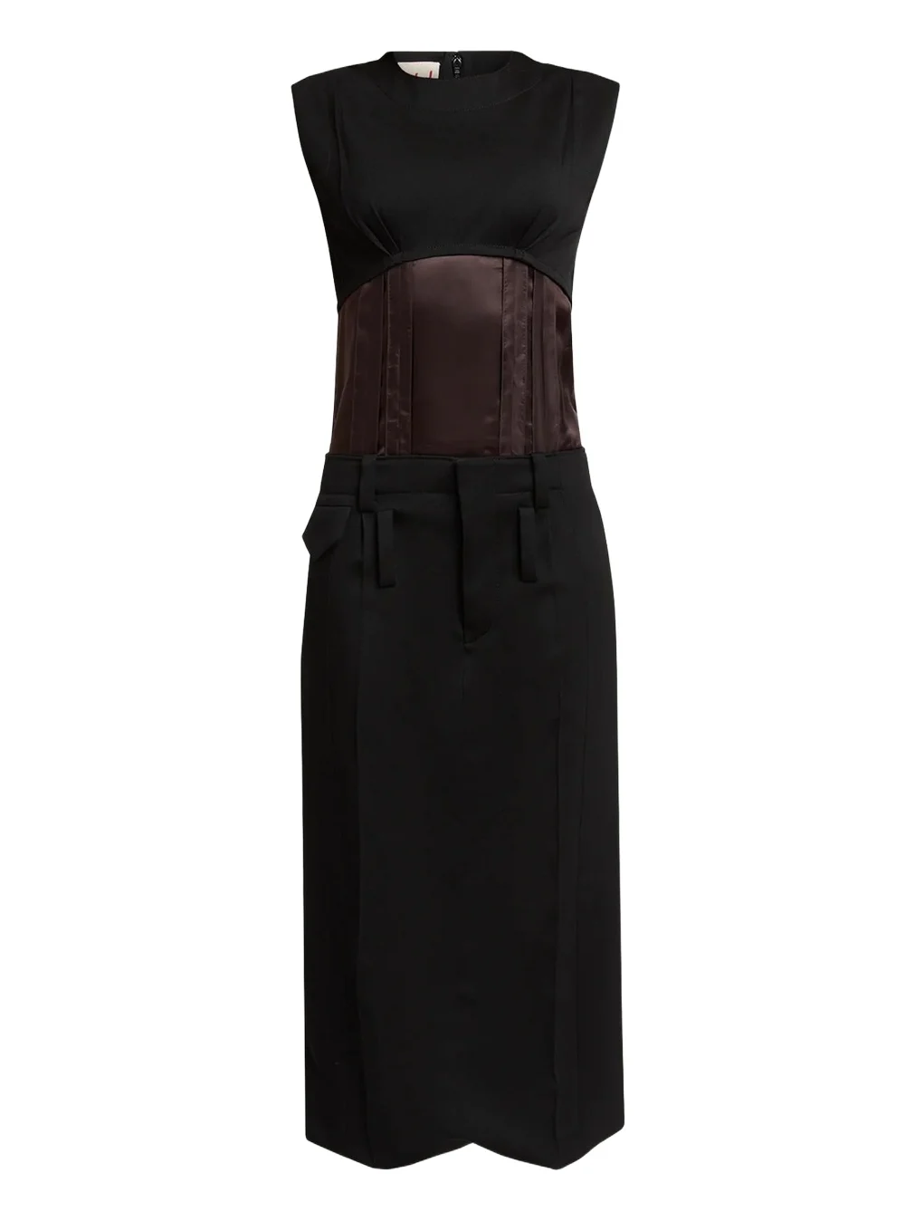 Marni Mixed-Media Sleeveless Midi Dress