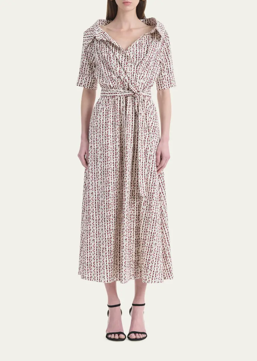Altuzarra Lydia Abstract-Print Waist-Tie Midi Shirtdress | Thumbnail 2 Altuzarra Lydia Abstract-Print Waist-Tie Midi Shirtdress | Thumbnail 2