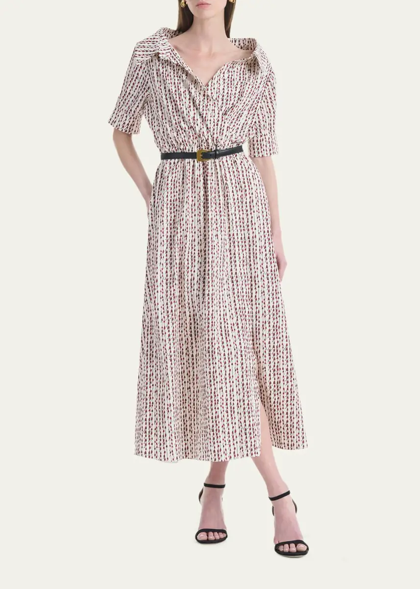 Altuzarra Lydia Abstract-Print Waist-Tie Midi Shirtdress | Thumbnail 4 Altuzarra Lydia Abstract-Print Waist-Tie Midi Shirtdress | Thumbnail 4
