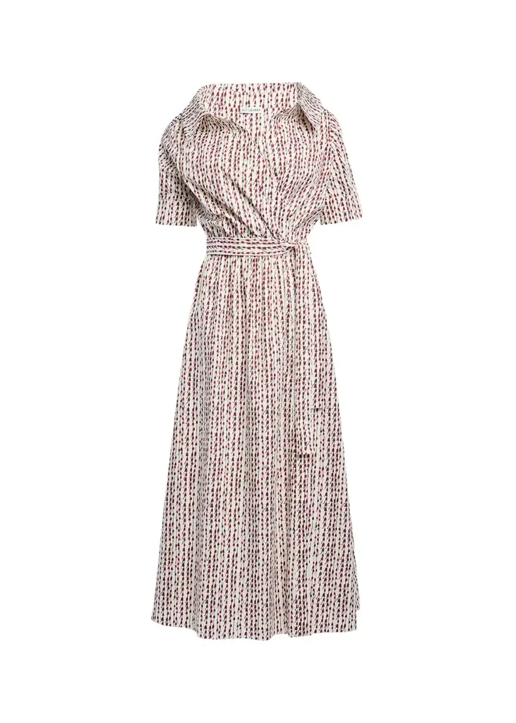 Altuzarra Lydia Abstract-Print Waist-Tie Midi Shirtdress