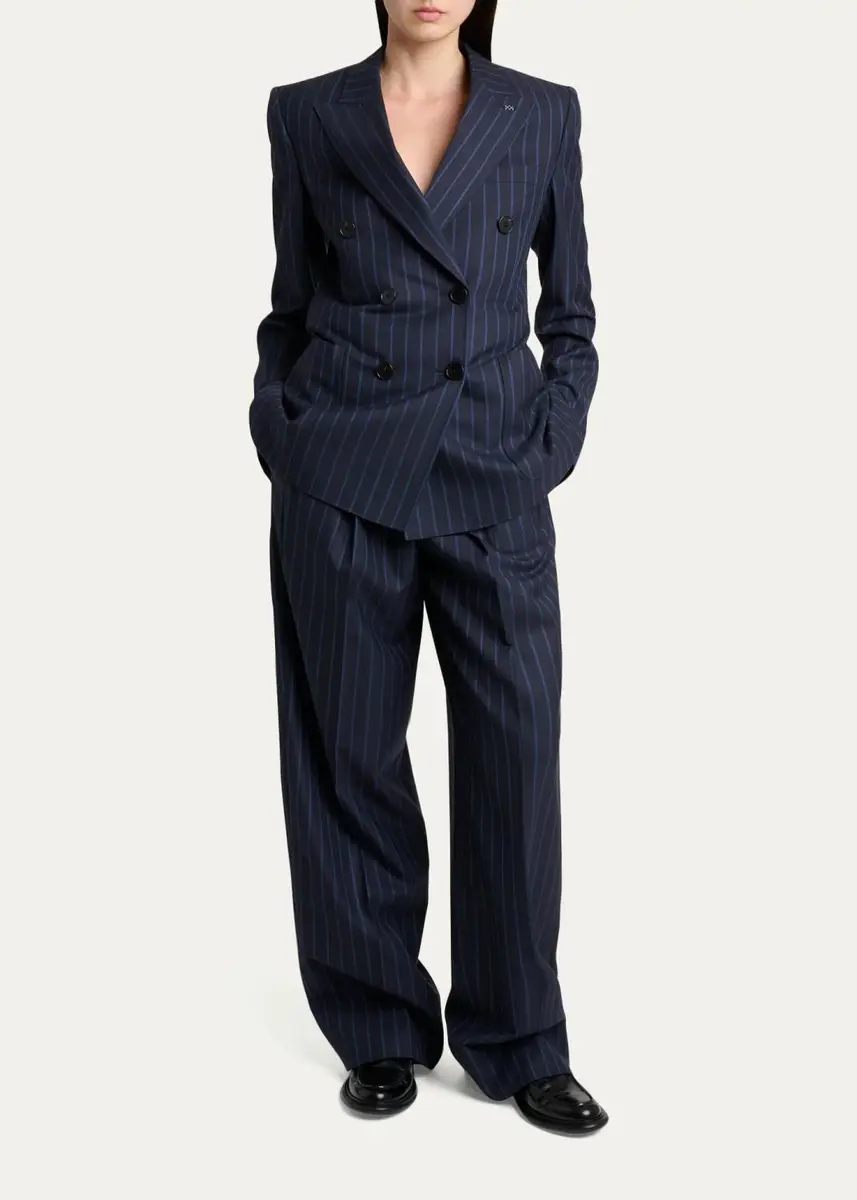 Givenchy Double-Breasted Striped Wool-Cashmere Blazer | Thumbnail 2 Givenchy Double-Breasted Striped Wool-Cashmere Blazer | Thumbnail 2