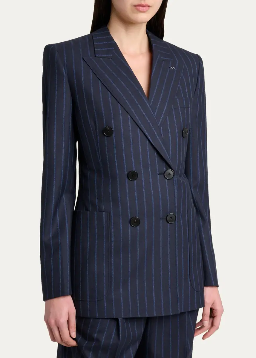 Givenchy Double-Breasted Striped Wool-Cashmere Blazer | Thumbnail 4 Givenchy Double-Breasted Striped Wool-Cashmere Blazer | Thumbnail 4