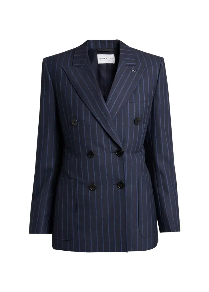Double-Breasted Striped Wool-Cashmere Blazer Double-Breasted Striped Wool-Cashmere Blazer