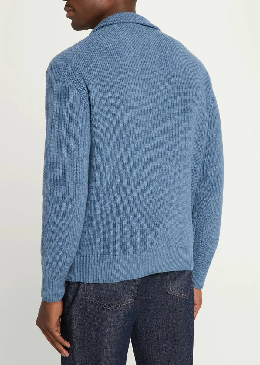 JW Anderson Men's Wool and Cotton Rib Half-Zip Sweater | Thumbnail 3 JW Anderson Men's Wool and Cotton Rib Half-Zip Sweater | Thumbnail 3