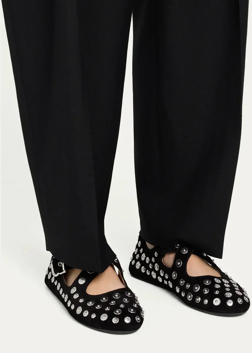 Alaïa Grommet Suede Crisscross Ballerina Flats | Thumbnail 2 Alaïa Grommet Suede Crisscross Ballerina Flats | Thumbnail 2
