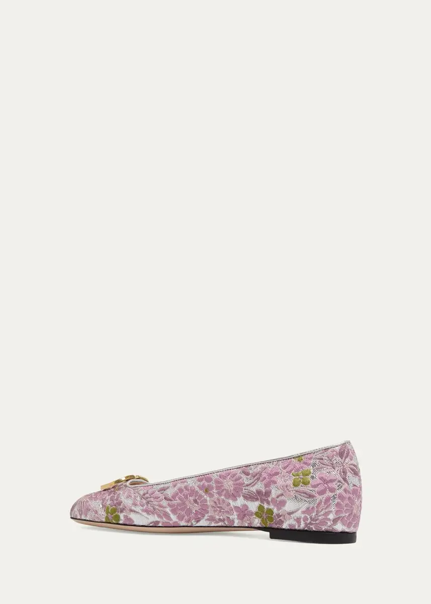 Valentino Garavani VLogo Floral Jacquard Ballerina Flats | Thumbnail 4 Valentino Garavani VLogo Floral Jacquard Ballerina Flats | Thumbnail 4
