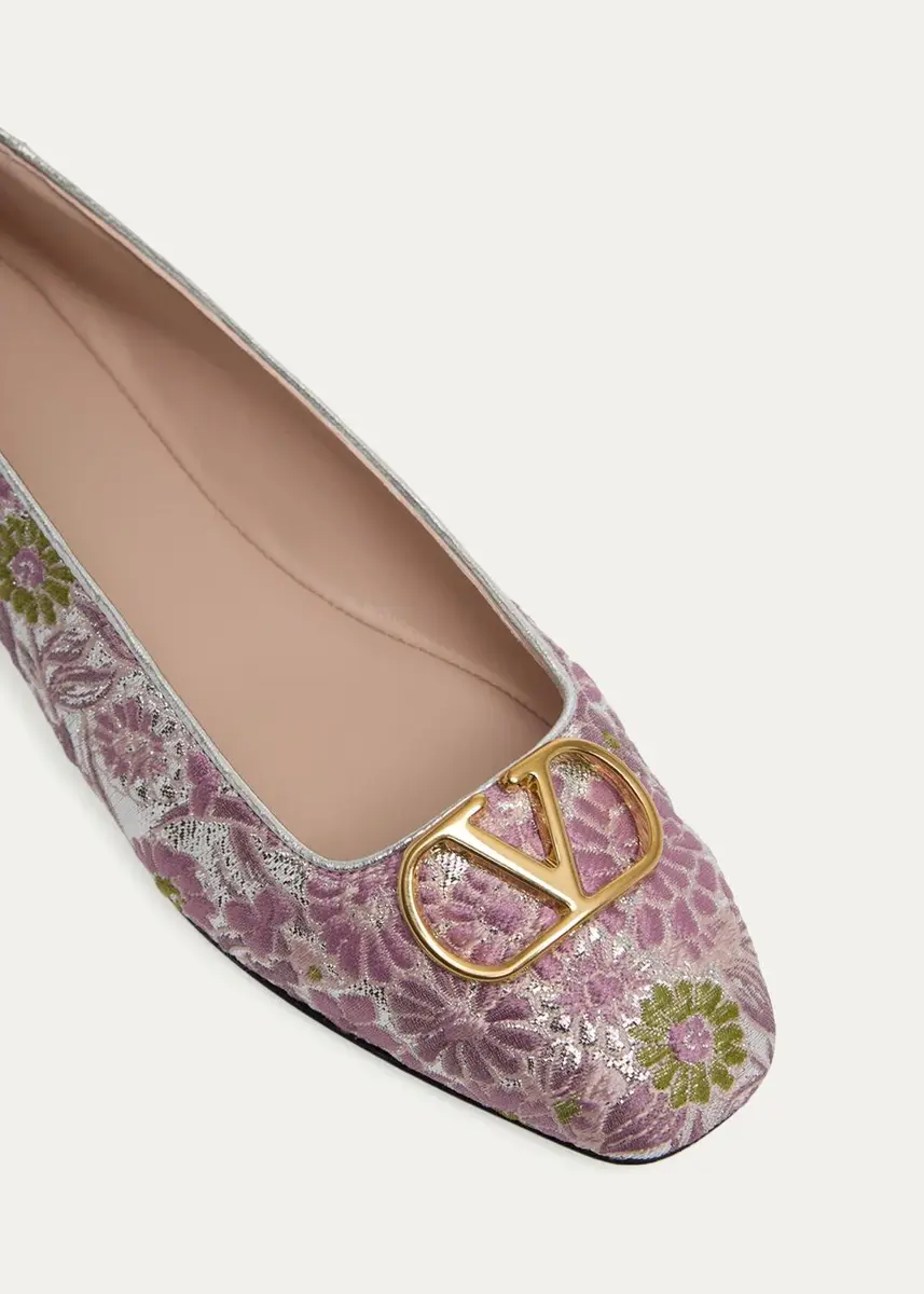 Valentino Garavani VLogo Floral Jacquard Ballerina Flats | Thumbnail 5 Valentino Garavani VLogo Floral Jacquard Ballerina Flats | Thumbnail 5