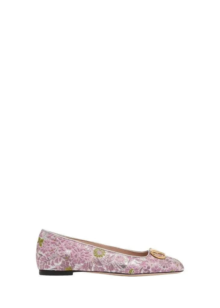 Valentino Garavani VLogo Floral Jacquard Ballerina Flats