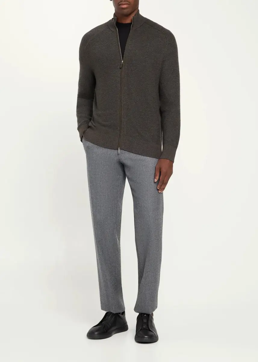 Zegna Men's 14GG Cashseta Full-Zip Sweater | Thumbnail 2 Zegna Men's 14GG Cashseta Full-Zip Sweater | Thumbnail 2