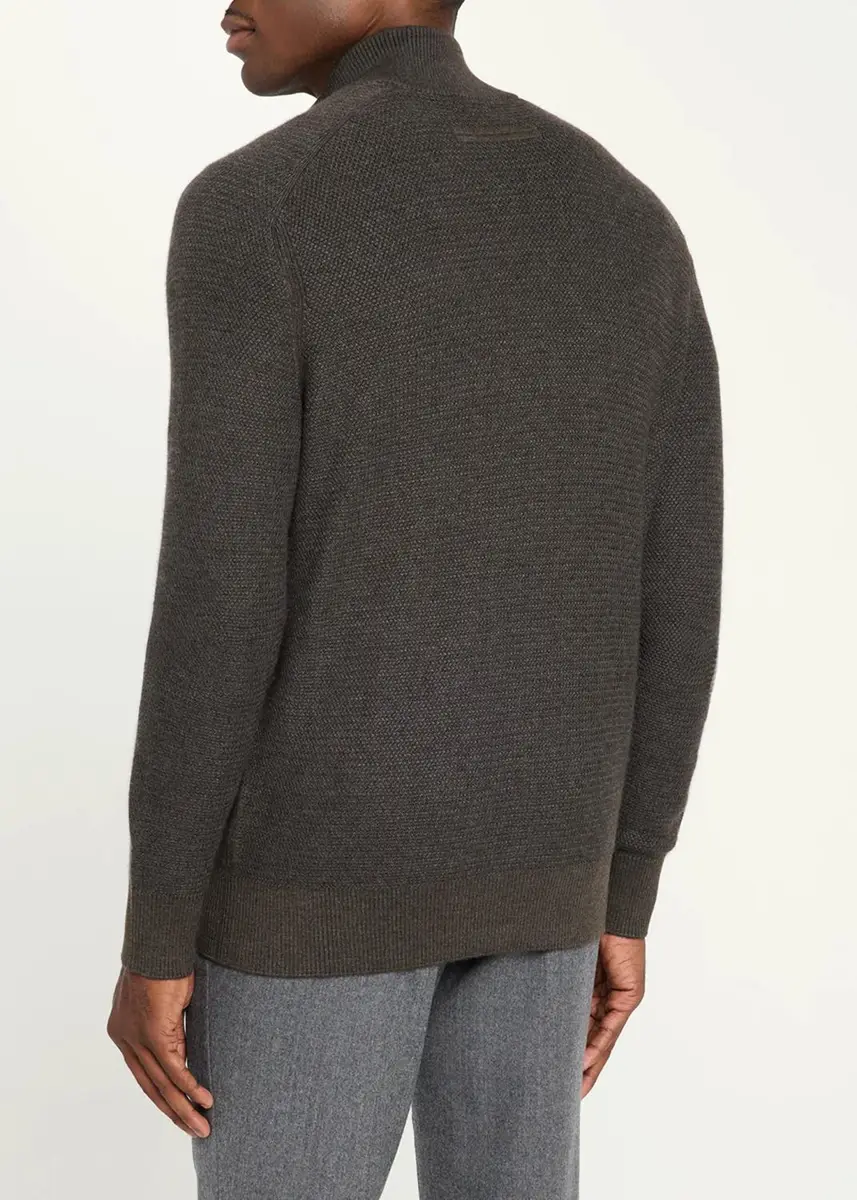 Zegna Men's 14GG Cashseta Full-Zip Sweater | Thumbnail 3 Zegna Men's 14GG Cashseta Full-Zip Sweater | Thumbnail 3