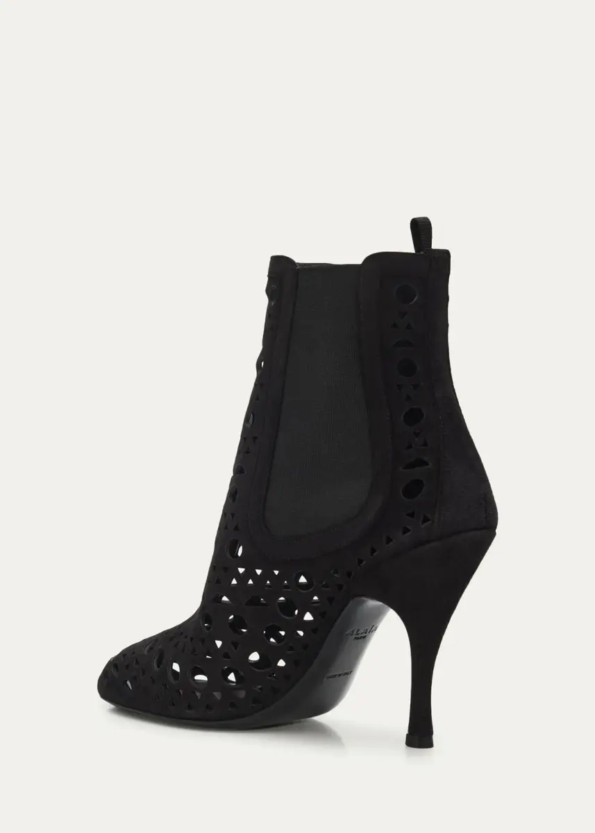 Alaïa 100mm Vienne Lasercut Suede Booties | Thumbnail 2 Alaïa 100mm Vienne Lasercut Suede Booties | Thumbnail 2