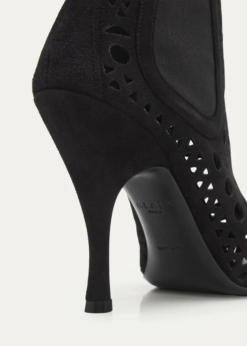 Alaïa 100mm Vienne Lasercut Suede Booties | Thumbnail 3 Alaïa 100mm Vienne Lasercut Suede Booties | Thumbnail 3