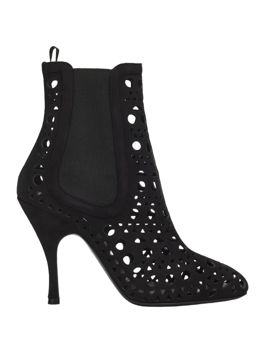 Alaïa 100mm Vienne Lasercut Suede Booties