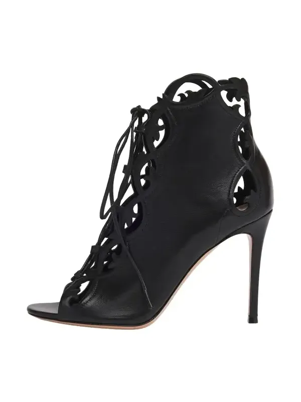 95mm Nappa Leather Lace-Up Booties