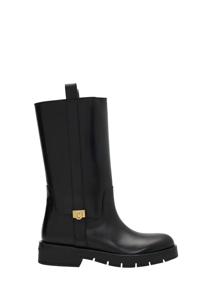 Ferragamo Nyves Leather Mid-Calf Boots